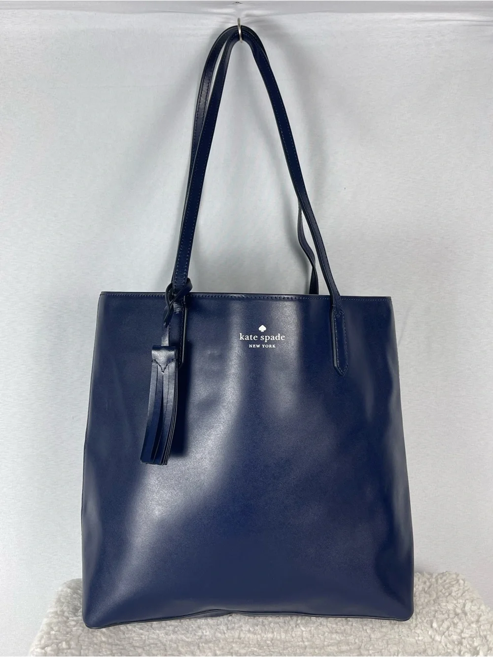 kate spade Navy Leather Tote with Tassel